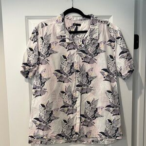Cubus Men's Casual Leaf Print Shirt - Light Pink